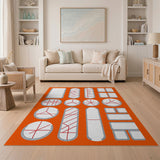 Bold Red Line Geometric Area Rug