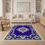 Blue and Teal Navy Blue Persian Star Medallion Area Rug