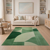Green Geometric Abstract Area Rug