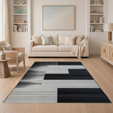 Black White Geometric Halftone Area Rug