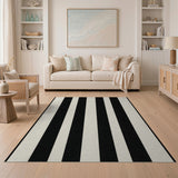 Geometric Modern Black and White Bold Black White Vertical Striped Area Rug