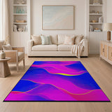 Vibrant Abstract Wave Area Rug in Blue Pink