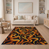 Fiery Abstract Dancers Orange Area Rug