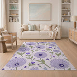 Purple Daisy Floral Scatter Area Rug