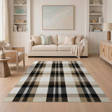 Brown Tan Plaid Checkered Area Rug