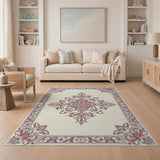 Pink Ornate Pink Medallion Persian Area Rug
