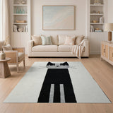 Black White Cartoon Cat Area Rug