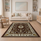 Ornate Gold Border Traditional Persian Rug