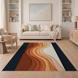 Wavy Layered Sunset Abstract Area Rug