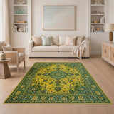 Yellow Teal Traditional Persian Area Rug