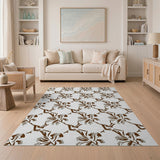 Elegant Brown Floral Lattice Area Rug