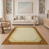 Luxe Gold Geometric Border Area Rug