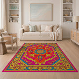 Multi-color and Patterns Vibrant Pink Persian Medallion Area Rug