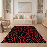 Red Swirl Bold Red Swirl Abstract Area Rug