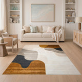 ODIKA Modern Abstract Earth Tone Washable Area Rug - Low Pile Non-Slip Carpet
