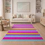 Geometric Modern Vibrant Multi-Color Stripe Area Rug