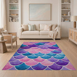 Mermaid Scales Area Rug in Pink Purple Blue