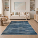 Indigo Blue Striped Abstract Area Rug