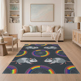 Gray Rats Rainbow Wheels Area Rug