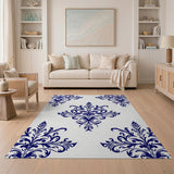 Floral Vintage Navy Blue Damask Floral Area Rug