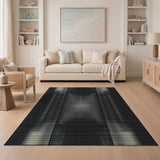 Black White Halftone Geometric Area Rug