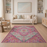 Vibrant Pink Persian Floral Area Rug