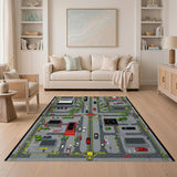 Multi-color and Patterns Cartoon City Street Traffic Area Rug