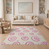 Pink Whimsical Pink Swirl Area Rug