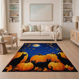 Spooky Black Cats Pumpkins Halloween Area Rug