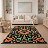 Traditional Persian Teal Orange Persian Medallion Area Rug
