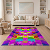 Rainbow Hearts Pop Art Area Rug