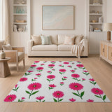 Whimsical Pink Gerbera Daisy Floral Rug