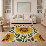 Yellow Vibrant Sunflower Pattern Area Rug