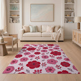 Blush Pink Rose Floral Area Rug