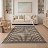 Geometric Modern Beige Woven Grid Area Rug