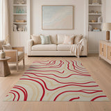 Red Wavy Contour Area Rug