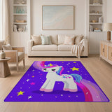 Multi-color and Patterns Kids Cartoon Magical Unicorn Rainbow Kids Area Rug