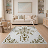Traditional Persian Ornate Gold Medallion Persian Rug