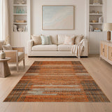 Bold Orange Geometric Woven Area Rug