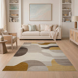 Abstract Geometric Modern Area Rug in Neutral Tones