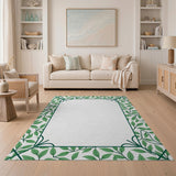 Green Leaf Vine Border Area Rug