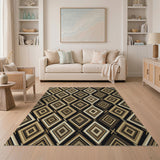 Brown Tan Geometric Diamond Pattern Area Rug