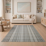 Neutral Beige Plaid Farmhouse Area Rug