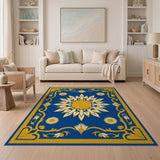 Navy Blue Gold Sunflower Persian Rug
