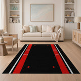 Red Stripe Geometric Modern Area Rug