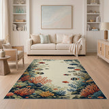Vibrant Coral Reef Fish Area Rug