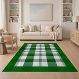 Green Green White Gingham Check Area Rug