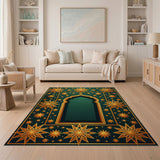 Emerald Green Persian Arch Golden Star Rug