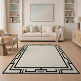 ODIKA Art Deco Washable Rug - Low Pile Geometric Bordered Area Rug