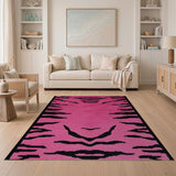 Bold Pink Tiger Stripe Shag Area Rug